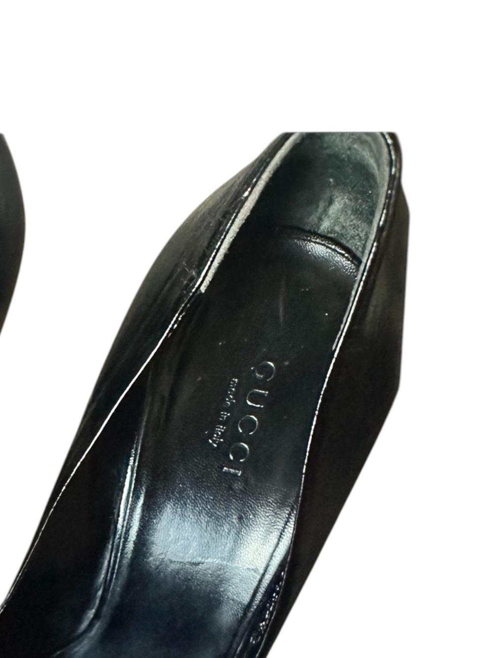 Authentic GUCCI Black Peep-Toe High Heels Size 7B - Picture 7 of 10